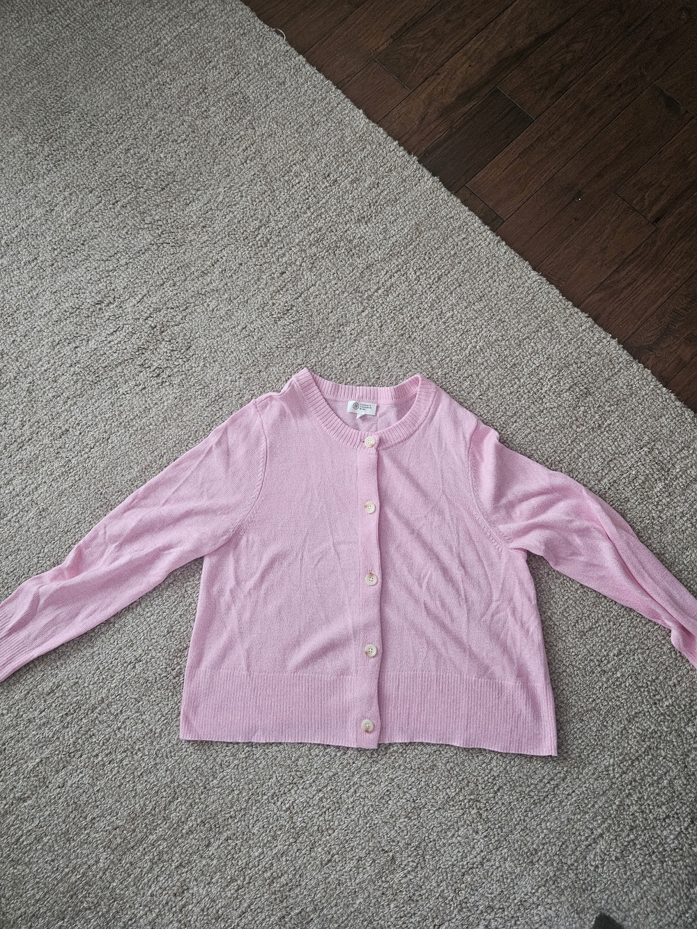 Candace Cameron Bure Pink Crewneck Button Cardigan